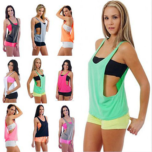 

Women's Yoga Top Summer Fashion Pink Fuchsia Fruit Green Gray Sky Blue Cotton Fitness Gym Workout Running Vest / Gilet Tank Top Sleeveless Sport Activewear Quick Dry Lightweight Comfortable Stretchy