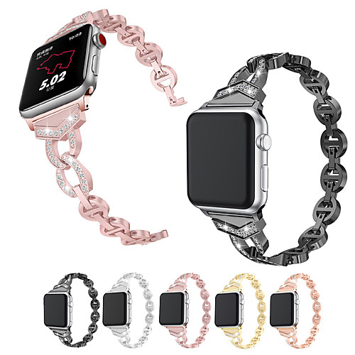 

For Apple Smart Watch Series 5 4 3 2 1 Stainless Steel Women Vo Diamond for iWatch Bands Metal Watch Strap 38 40 42 44 MM