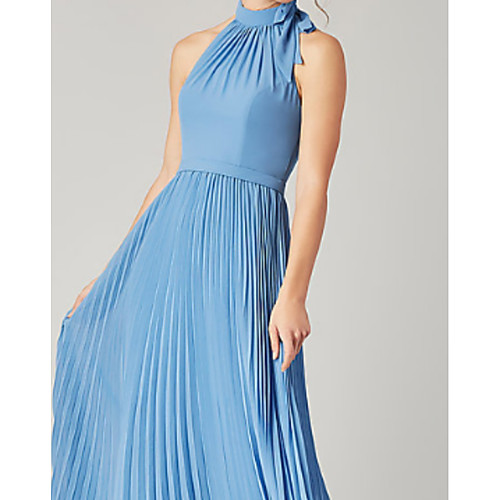 

A-Line Halter Neck Floor Length Chiffon Bridesmaid Dress with Ruching