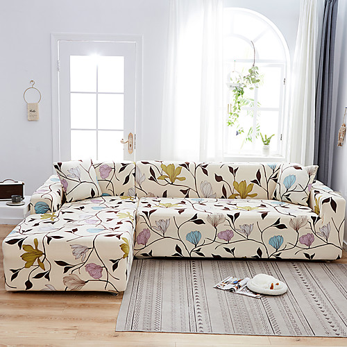 

Stretch Sofa Cover Slipcover Elastic Sectional Couch Armchair Loveseat 4 Or 3 Seater L Shape Floral Flower Soft Durable
