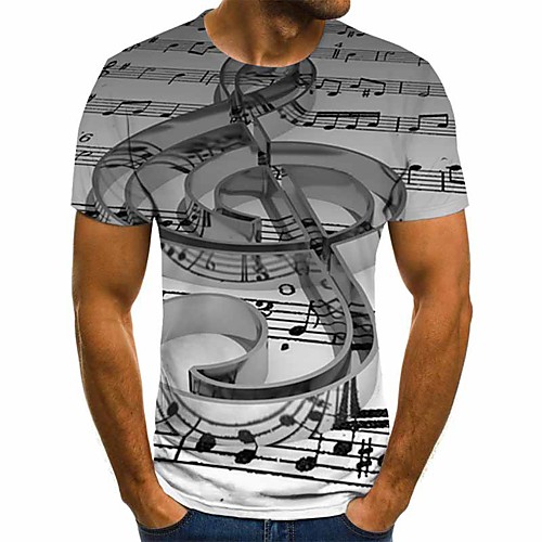 

Men's T shirt Graphic Geometric 3D Plus Size Pleated Print Short Sleeve Daily Tops Streetwear Exaggerated Round Neck Gray