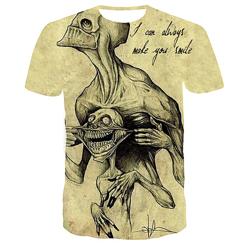 

Men's T shirt Geometric Plus Size Print Short Sleeve Daily Tops Basic Streetwear Khaki