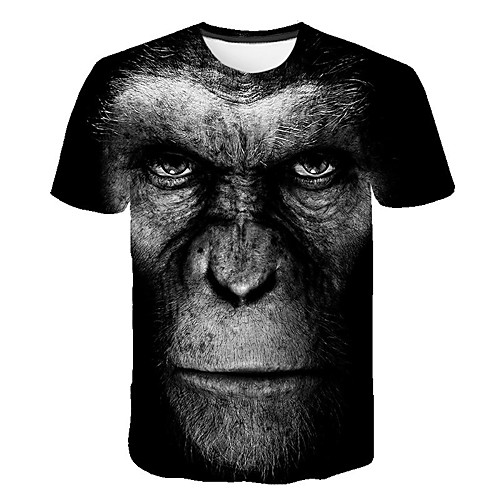 

Men's Tee T shirt 3D Print Graphic Orangutan Plus Size Print Short Sleeve Daily Tops Country Streetwear Comfortable Big and Tall Black Blue Red