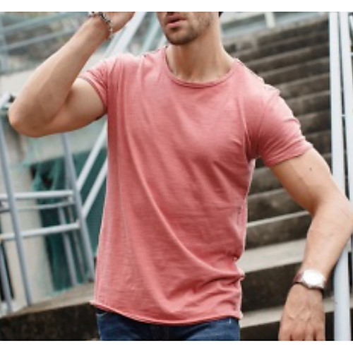 

Men's T shirt Solid Colored Short Sleeve Daily Tops Blushing Pink