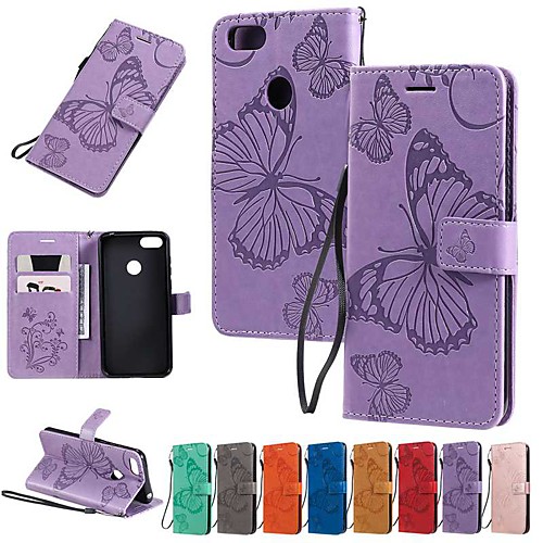 

Case For Motorola Moto G7 / Moto G7 Plus / Moto G7 Play Wallet / Card Holder / with Stand Full Body Cases Butterfly / Solid Colored PU Leather