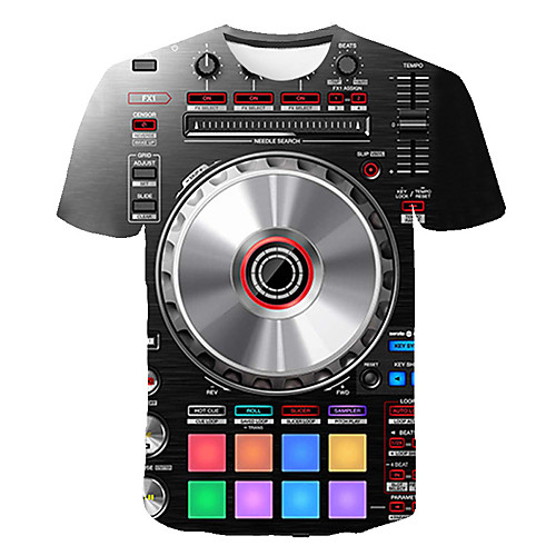 

Men's T shirt Geometric Plus Size Print Short Sleeve Daily Tops Basic Streetwear Light gray