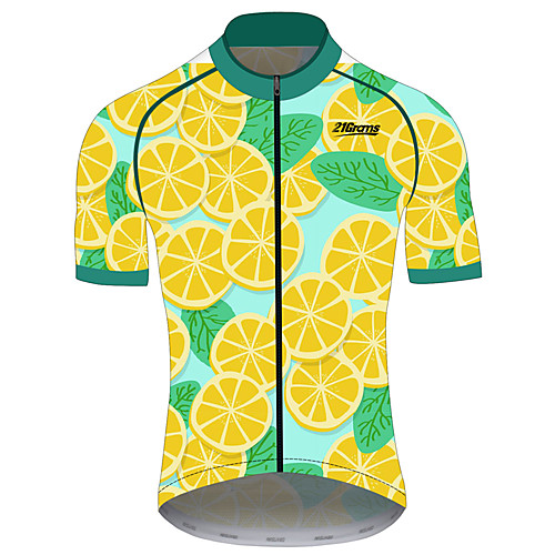 

21Grams Women's Short Sleeve Cycling Jersey Summer Spandex Polyester Green / Yellow Lemon Fruit Bike Jersey Top Mountain Bike MTB Road Bike Cycling UV Resistant Quick Dry Breathable Sports Clothing