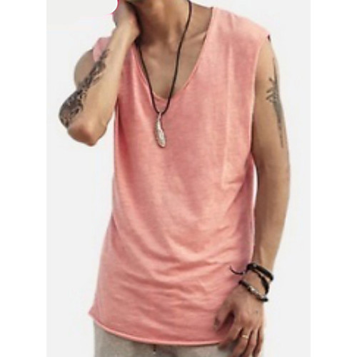 

Men's Tank Top Solid Colored Sleeveless Daily Tops Blushing Pink
