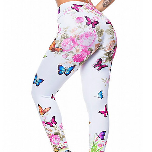

Women's High Waist Yoga Pants Tights Leggings Tummy Control Butt Lift Moisture Wicking White Fitness Gym Workout Running Sports Activewear High Elasticity Skinny