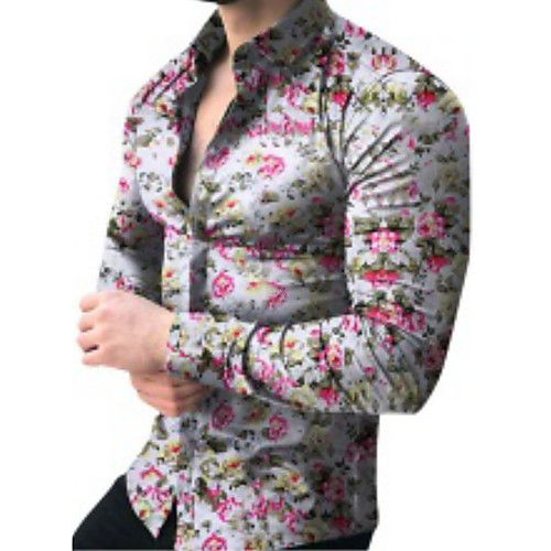 

Men's Shirt Floral Long Sleeve Daily Tops White