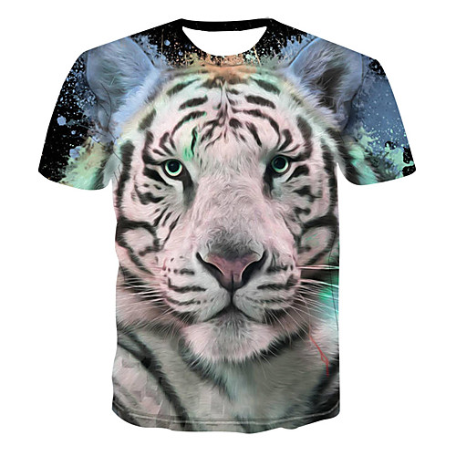 

Women's 3D Animal Tiger T-shirt Basic Daily Light gray