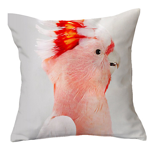 

Cushion Cover 1PCS Faux Linen Soft Decoration Square Throw Pillowcase Cushion Cover Sofa Box Pillowcase 45 x 45 Cm 18 x 18 Inches High Quality Washable Animal Red Pink Parrot Short Fluff