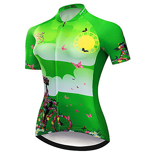 

21Grams Women's Short Sleeve Cycling Jersey Green Butterfly Geometic Bike Jersey Top Mountain Bike MTB Road Bike Cycling UV Resistant Breathable Quick Dry Sports Clothing Apparel / Stretchy