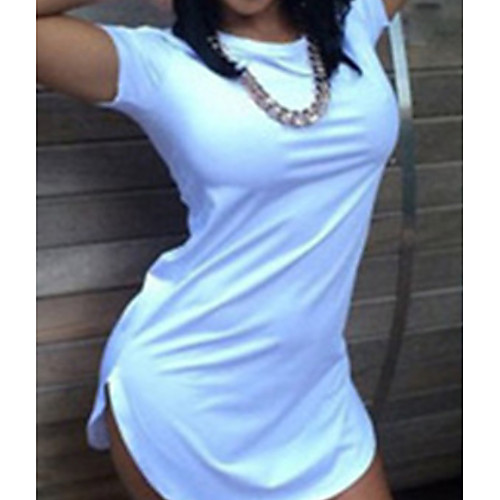 

Women's Sheath Dress - Short Sleeve Solid Colored Elegant Slim White Black S M L XL