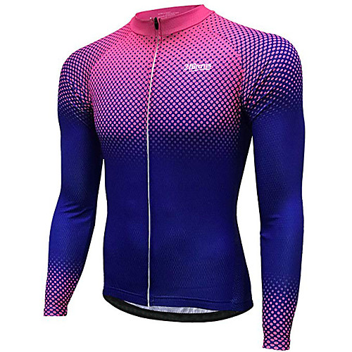 

21Grams Men's Long Sleeve Cycling Jersey Winter Spandex Polyester Violet Plaid Checkered Gradient Bike Jersey Top Mountain Bike MTB Road Bike Cycling Thermal Warm UV Resistant Quick Dry Sports