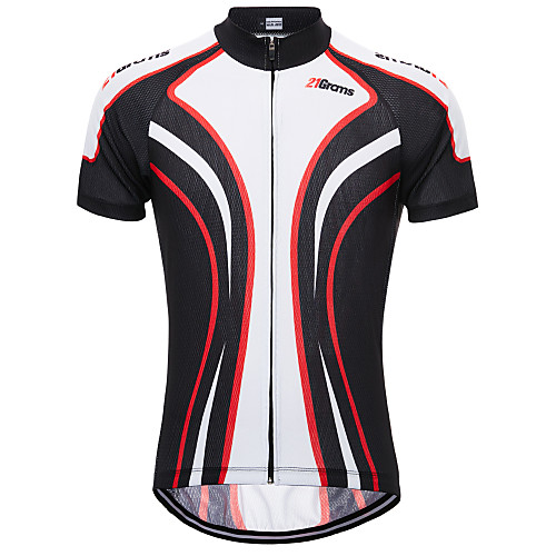 

21Grams Retro Stripes Men's Short Sleeve Cycling Jersey - BlackWhite Bike Jersey Top Quick Dry Moisture Wicking Breathable Sports Summer Terylene Mountain Bike MTB Clothing Apparel / Micro-elastic