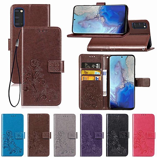 

Case For Samsung Galaxy Note 10/Note 10 Plus/A10s Wallet / Card Holder / with Stand Full Body Cases Solid Colored / Flower PU Leather For Galaxy A20S/S20/S20 Plus/S20 Ultra/A51/A71/A81/A91