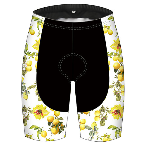 

21Grams Women's Cycling Shorts Spandex Bike Pants / Trousers Padded Shorts / Chamois Bottoms Quick Dry Breathable Sports Lemon Fruit Black / Yellow Mountain Bike MTB Road Bike Cycling Clothing Apparel