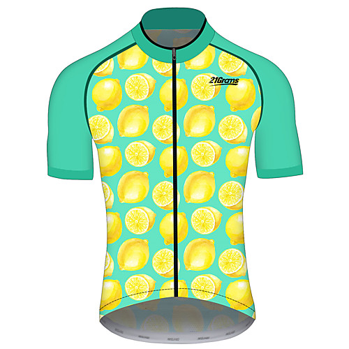 

21Grams Women's Short Sleeve Cycling Jersey Summer Spandex Polyester Green / Yellow Lemon Fruit Bike Jersey Top Mountain Bike MTB Road Bike Cycling UV Resistant Quick Dry Breathable Sports Clothing