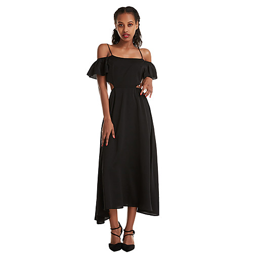 

Women's Swing Dress Camel White Light gray Black Sleeveless Solid Colored Split Queen Anne Spaghetti Strap Basic S M L XL XXL 3XL / Maxi