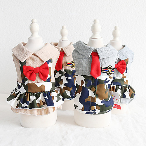 

Dog Costume Dress Dog Clothes Breathable Beige Costume Beagle Bichon Frise Chihuahua Cotton Camouflage Bowknot Cute Cool XS S M L XL