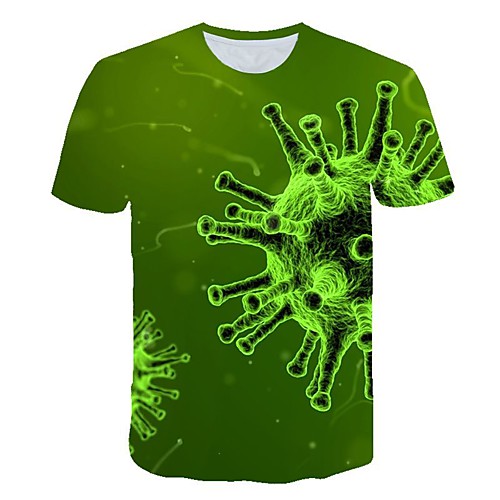 

Men's T shirt Shirt Graphic 3D Short Sleeve Daily Tops Round Neck Green