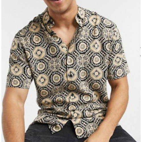 

Men's Shirt Color Block Short Sleeve Daily Tops Khaki