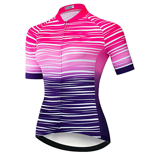 

21Grams Women's Short Sleeve Cycling Jersey Summer Spandex Polyester Black / Red Stripes Bike Jersey Top Mountain Bike MTB Road Bike Cycling UV Resistant Quick Dry Breathable Sports Clothing Apparel