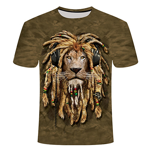 

Men's T shirt Geometric Plus Size Print Short Sleeve Daily Tops Basic Streetwear Yellow