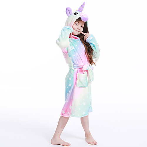 

Kid's Kigurumi Pajamas Bathrobe Unicorn Onesie Pajamas Flannelette Purple / Light Purple / Pink Cosplay For Boys and Girls Animal Sleepwear Cartoon Festival / Holiday Costumes