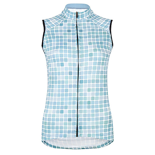 

21Grams Women's Sleeveless Cycling Jersey Cycling Vest Summer Spandex Polyester Sky Blue Plaid Checkered Bike Jersey Top Mountain Bike MTB Road Bike Cycling UV Resistant Quick Dry Breathable Sports