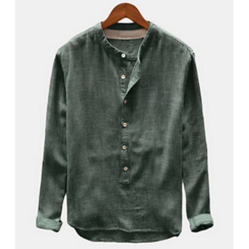 

Men's Shirt Solid Colored Long Sleeve Daily Tops Green