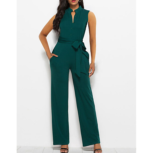 

Women's Basic Black Red Green Jumpsuit Onesie, Solid Colored S M L