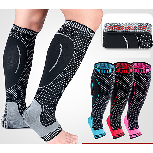 

Leg Sleeves Calf Support Calf Compression Sleeves Sporty for Marathon Hiking Basketball Elastic Breathable Sweat-wicking Women's Men's Nylon 1 pc Sports Black / Red BlackSliver Bule / Black