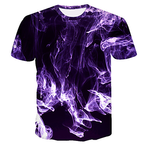 

Men's T shirt Graphic 3D Plus Size Short Sleeve Daily Tops Basic Purple