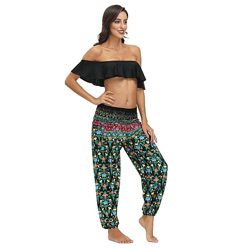 

Women's Yoga Boho Comfort Sports Gym Yoga Pants Bloomers Pants Pattern Full Length Print Black Blushing Pink Green