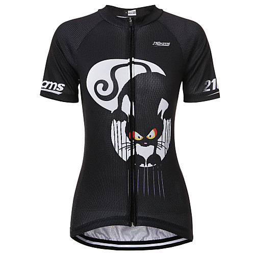 

21Grams Cat Animal Women's Short Sleeve Cycling Jersey - Blue Purple Red Bike Jersey Top Quick Dry Moisture Wicking Breathable Sports Summer Terylene Mountain Bike MTB Clothing Apparel / Athleisure