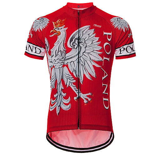 

21Grams Eagle Russia Poland Men's Short Sleeve Cycling Jersey - Red Bike Jersey Top Quick Dry Moisture Wicking Breathable Sports Summer Terylene Mountain Bike MTB Road Bike Cycling Clothing Apparel