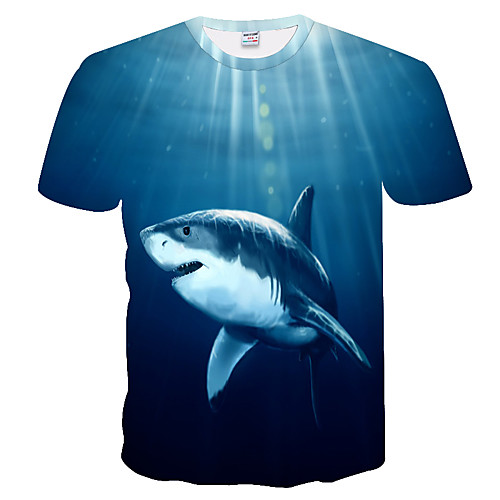 

Men's T shirt Shirt Color Block 3D Plus Size Short Sleeve Daily Tops Basic Round Neck Blue