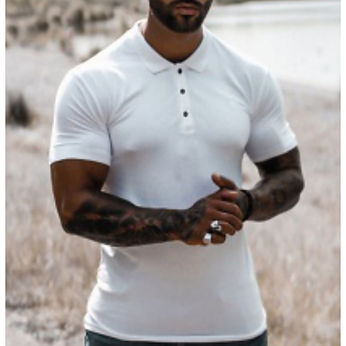 

Men's Polo Solid Colored Short Sleeve Daily Tops White