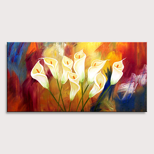 

Oil Painting Hand Painted Horizontal Abstract Floral / Botanical Modern Stretched Canvas