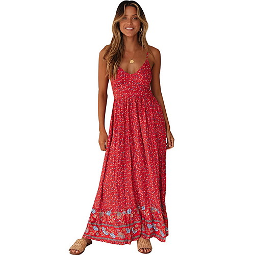 

Women's Sheath Dress Black Red Beige Sleeveless Geometic V Neck S M L XL / Maxi
