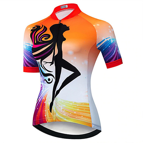 

21Grams Women's Short Sleeve Cycling Jersey Summer Spandex Polyester Black / Orange Cartoon Stripes Gradient Bike Jersey Top Mountain Bike MTB Road Bike Cycling UV Resistant Quick Dry Breathable