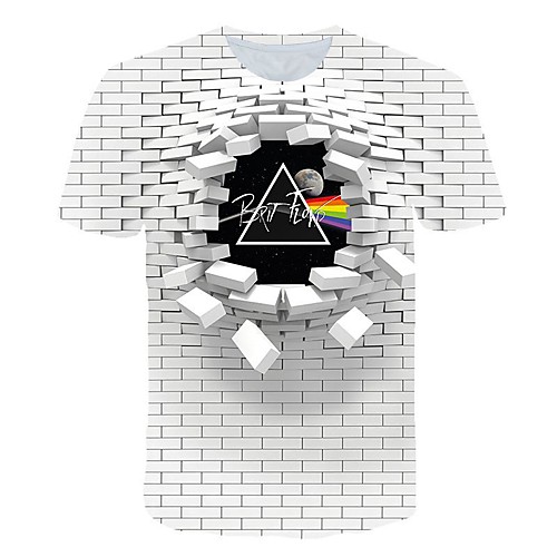 

Men's 3D Graphic Print Slim T-shirt Daily Round Neck White / Short Sleeve