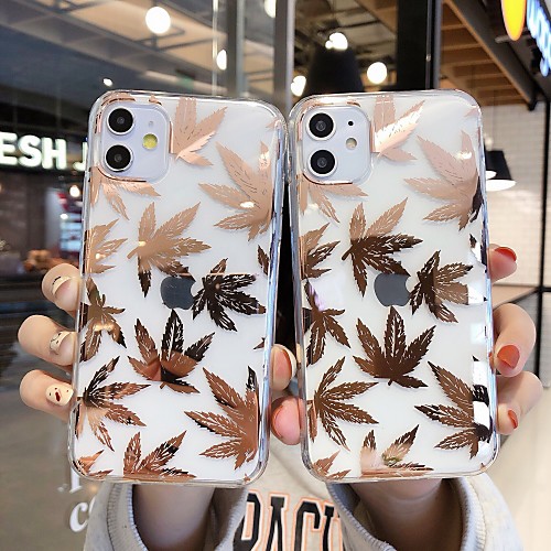 

Case for Apple scene map iPhone 11 11 Pro 11 Pro Max X XS XR XS Max 8 Maple leaf pattern plating bronzing process PC back plate TPU frame 2-in-1 all-inclusive mobile phone case