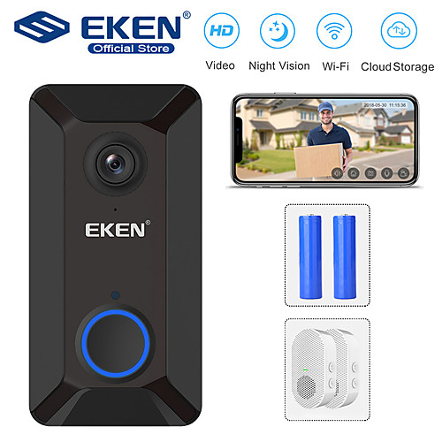 

EKEN V6 Smart WiFi Video Doorbell With 2Chime And 218650 Batter