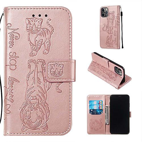 

Cat and tiger pattern embossed phone case iPhone 11 Pro Max iPhone XR Xs Max iPhone 7/8/6 / 6sPlus all-inclusive protective case card holder wallet PU leather