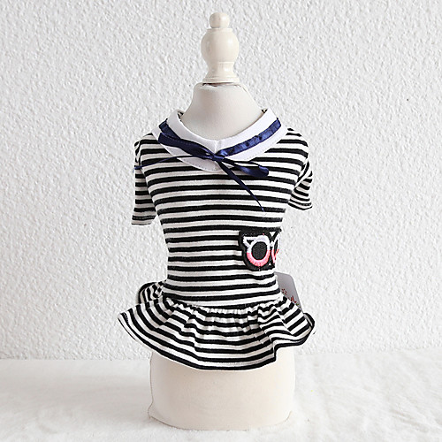 

Dog Costume Dress Dog Clothes Breathable Black Red Costume Beagle Bichon Frise Chihuahua Cotton Stripes Embroidered Casual / Sporty Cute XS S M L XL