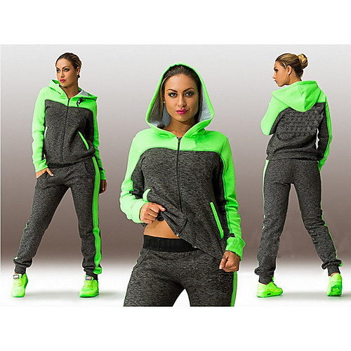 

Women's Tracksuit Sweatsuit Street Casual Winter Long Sleeve Quick Dry Breathable Fitness Gym Workout Running Jogging Sportswear Plus Size Pink Green Activewear Micro-elastic / Athleisure