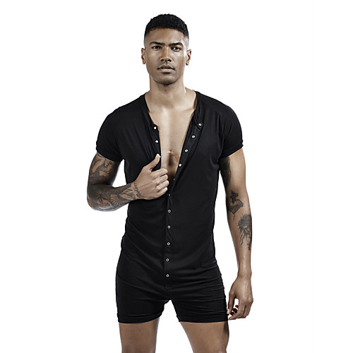 

TAUWELL Men's One-piece Jumpsuit Activewear Set Workout Outfits Athletic Short Sleeve Quick Dry Breathable Soft Fitness Gym Workout Basketball Running Jogging Sportswear Solid Colored Plus Size White